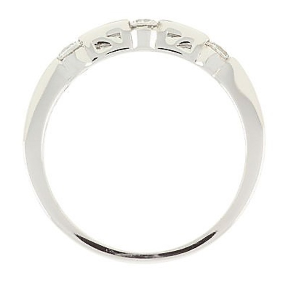 QVC Epiphany Platinum Clad Diamonique 3 Stone Ring  0304 - Picture 3 of 4